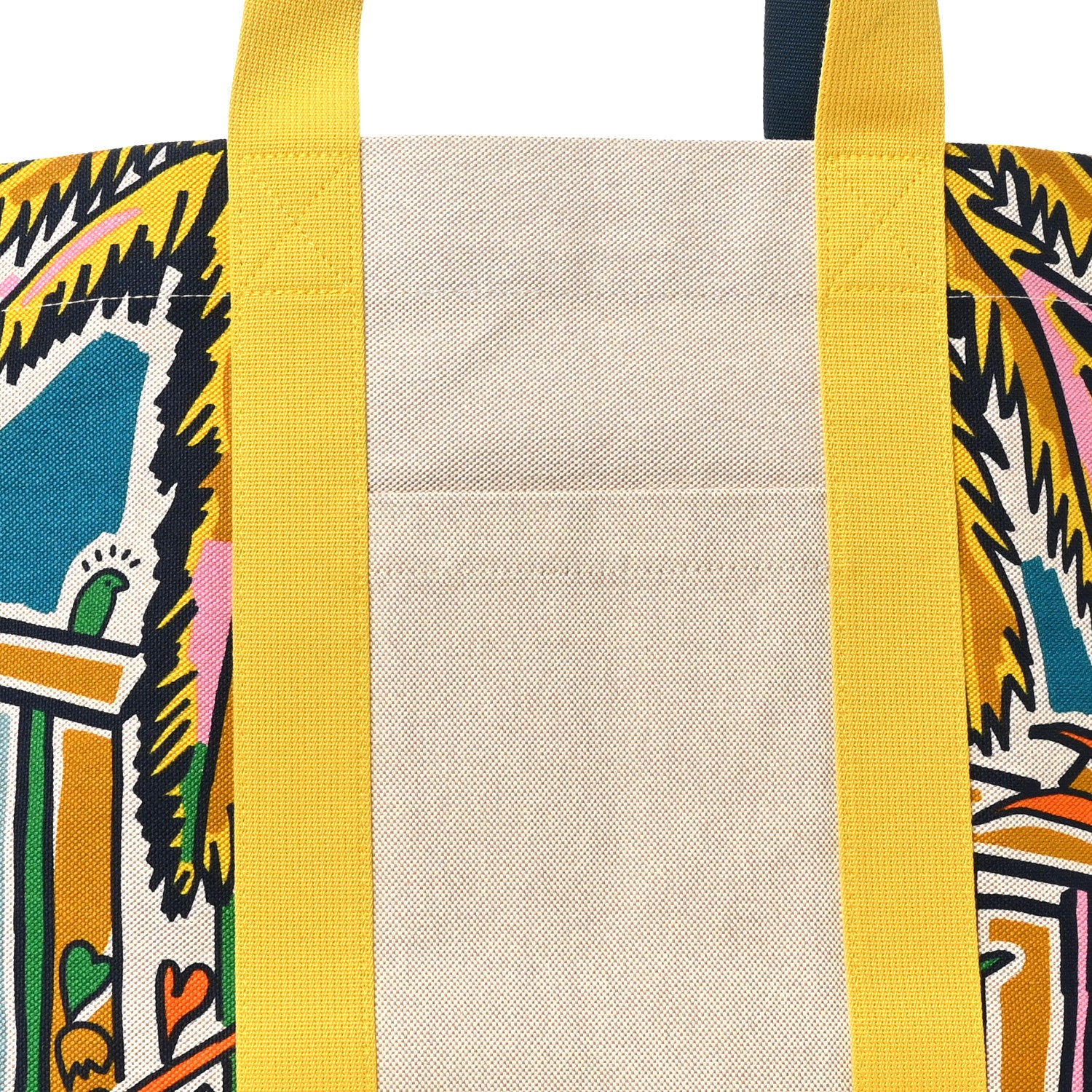 Hermes Cotton Canvas Vue Sur La Dune Beach Bag Outremer Bubble Gum Jaune D'Or 7 of 9