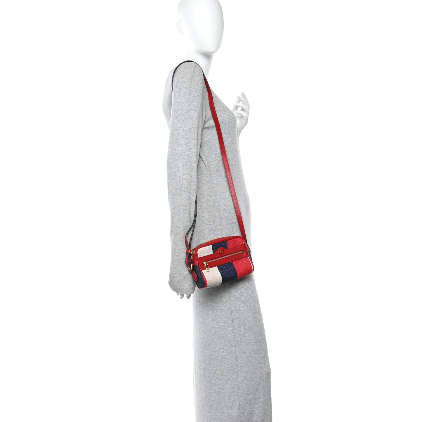 Canvas Sylvie Stripe Mini Ophidia Camera Bag Mystic White Hibiscus Red Maritime
