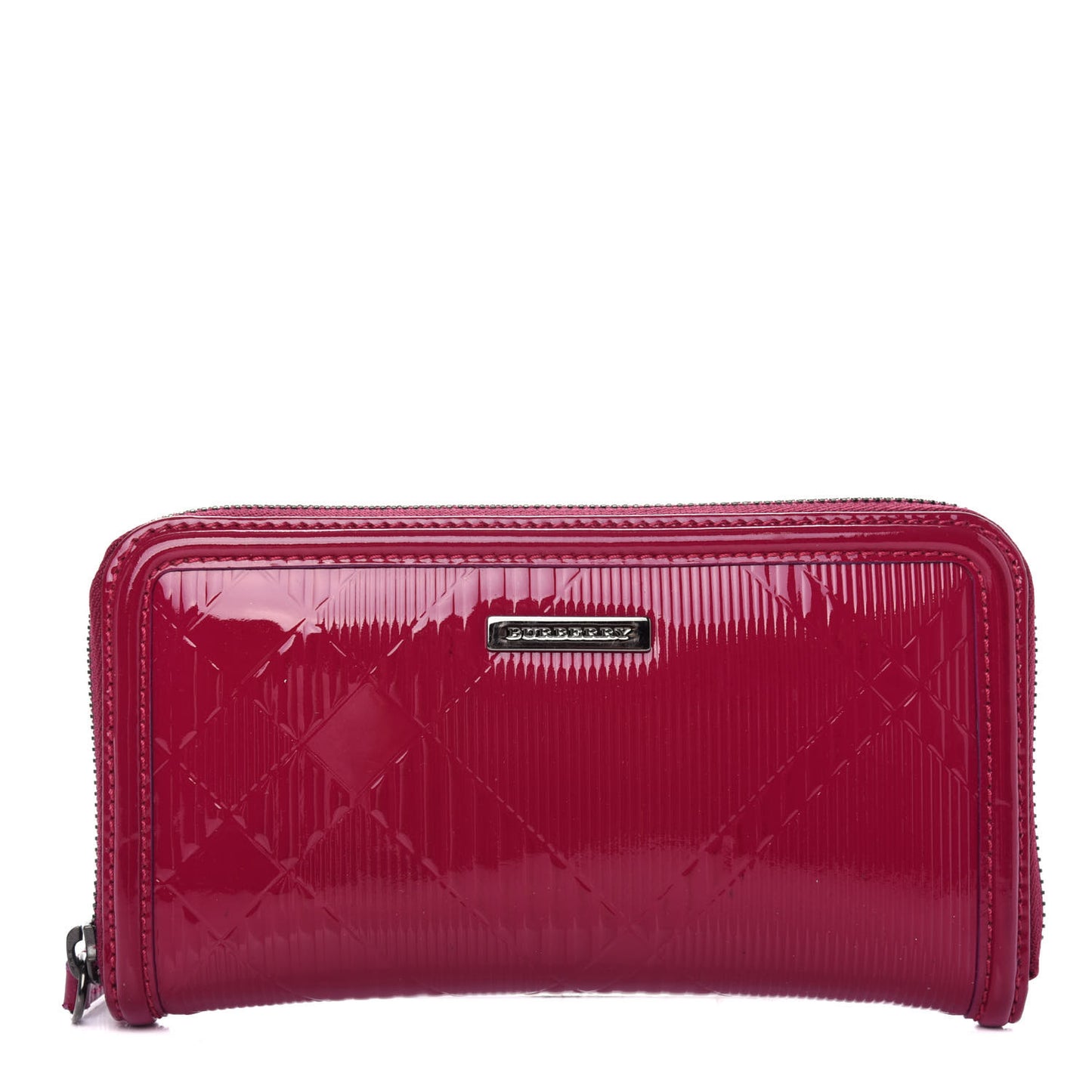 Patent Check Embossed Large Zip Around Wallet Raspberry Sorbet