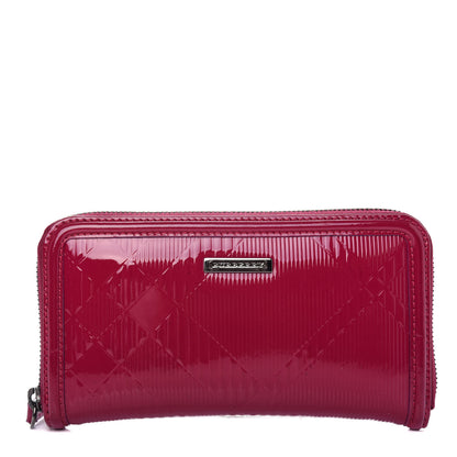 Burberry Patent Check Embossed Large Zip Around Wallet Raspberry Sorbet 1 of 7