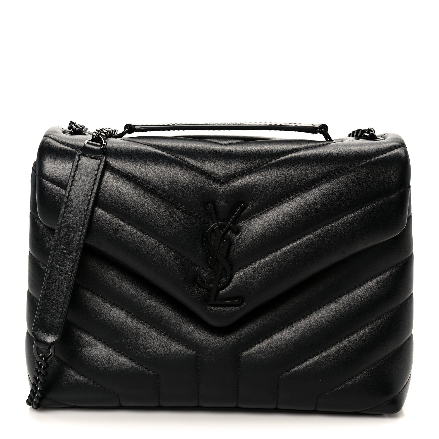 Saint Laurent Calfskin Y Quilted Monogram Monochrome Small Loulou Chain Satchel Black 1 of 11