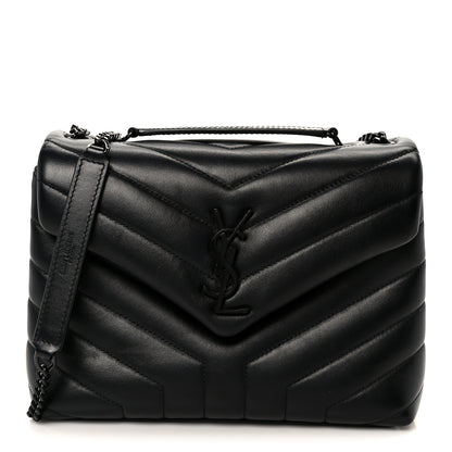 Saint Laurent Calfskin Y Quilted Monogram Monochrome Small Loulou Chain Satchel Black 1 of 11