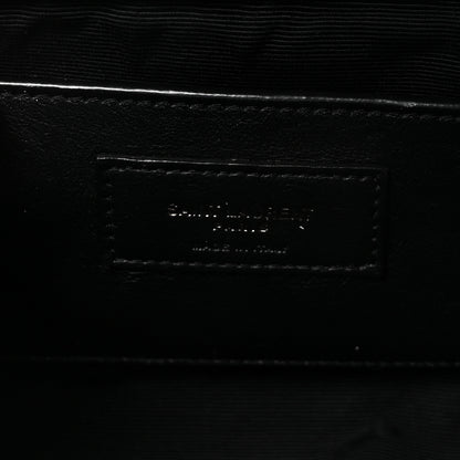 Saint Laurent Grain De Poudre Textured Mixed Matelasse Triquilt Small Monogram Monochrome Satchel Black 6 of 9
