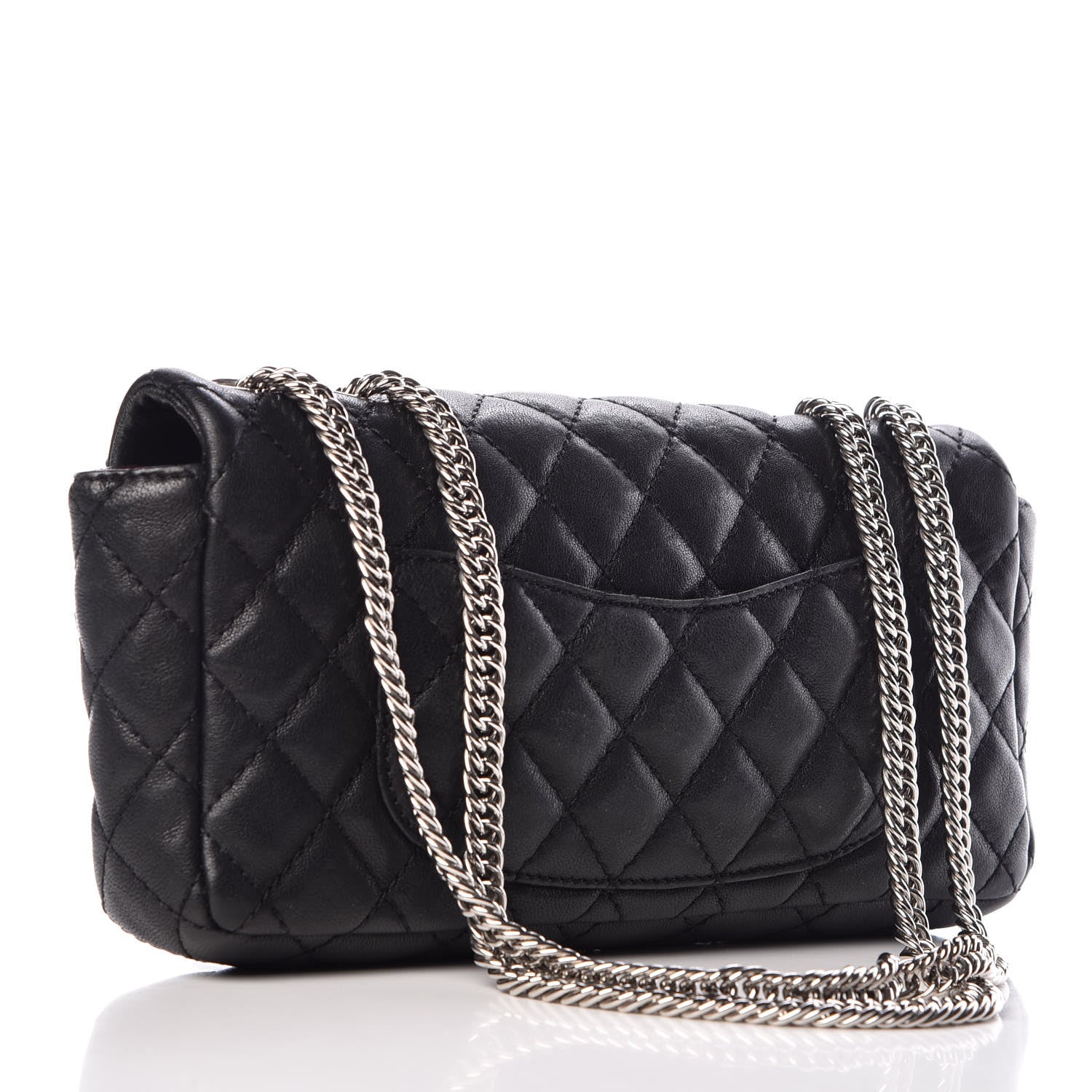 Chanel Lambskin Quilted East West Flap Bijoux Chain Black 4 of 10