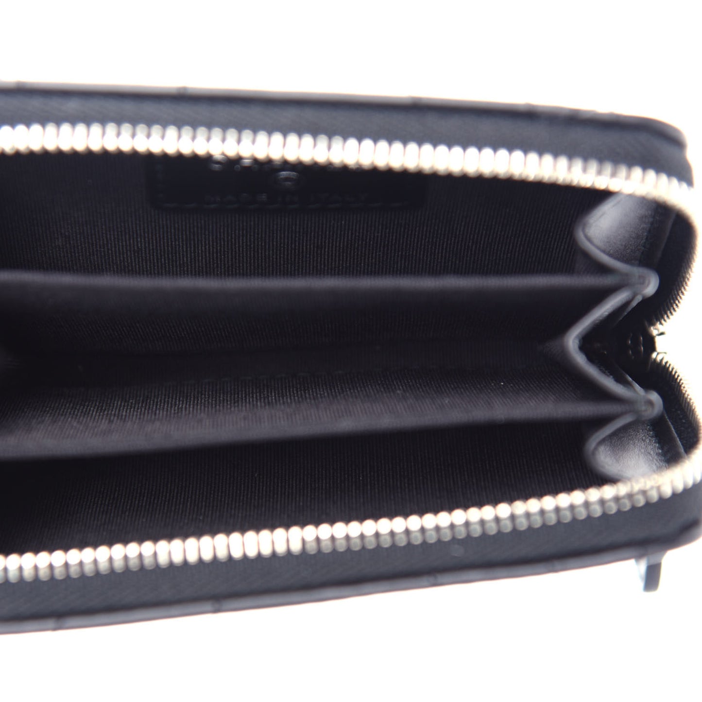 Lambskin Camellia Embossed Studded Zip Coin Purse Black