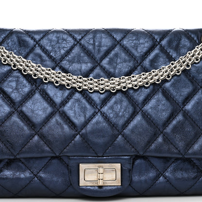 Chanel Metallic Aged Calfskin Quilted 2.55 Reissue 228 Flap Blue 5 of 10