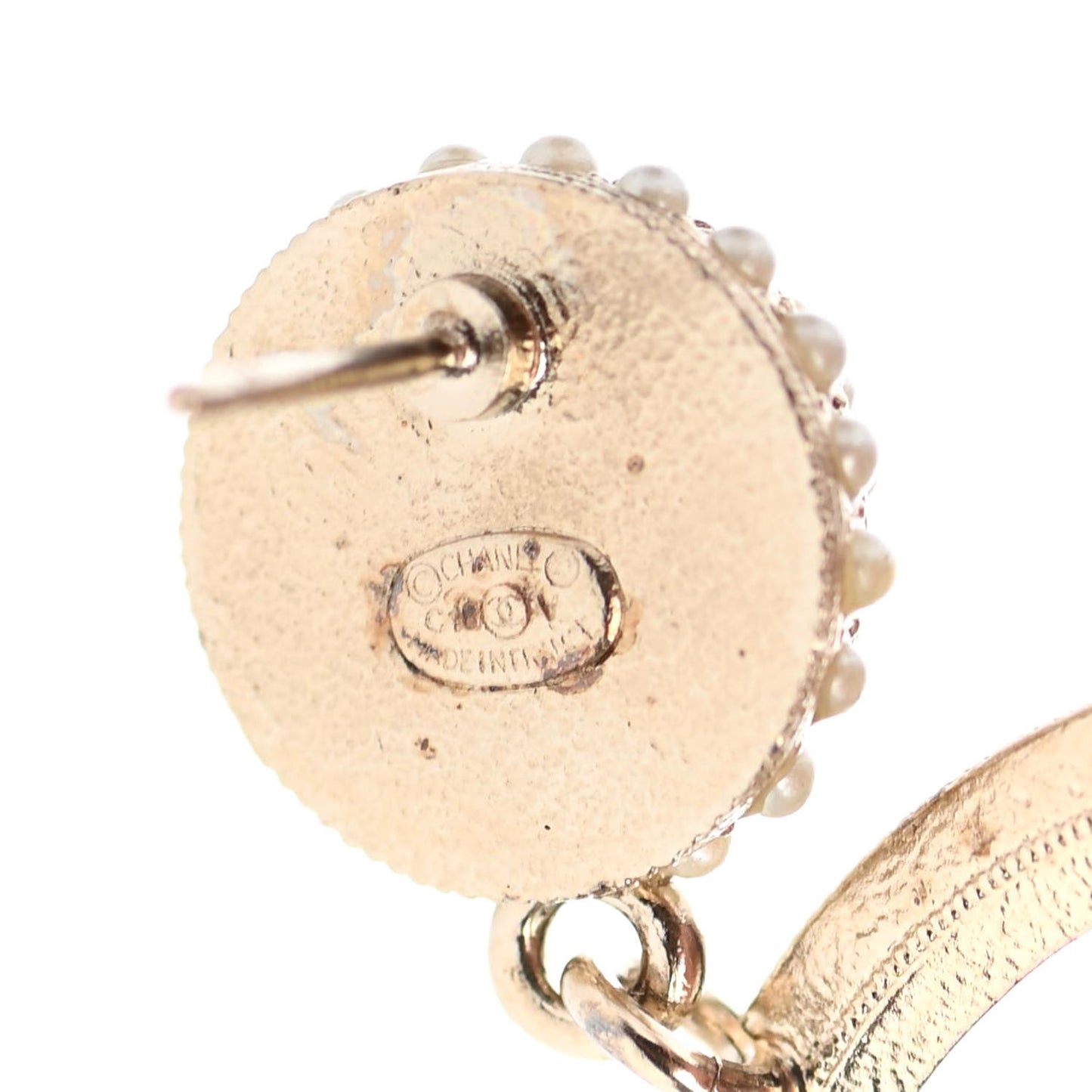 Pearl CC Drop Earrings Light Gold