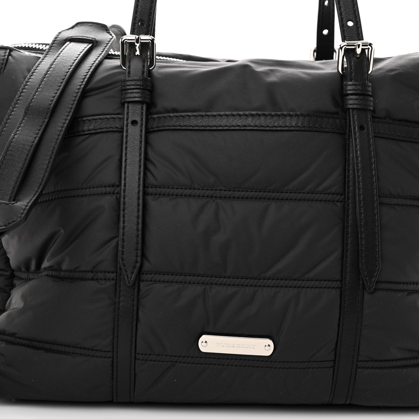 Nylon House Check Quilted Abbey Diaper Bag Black