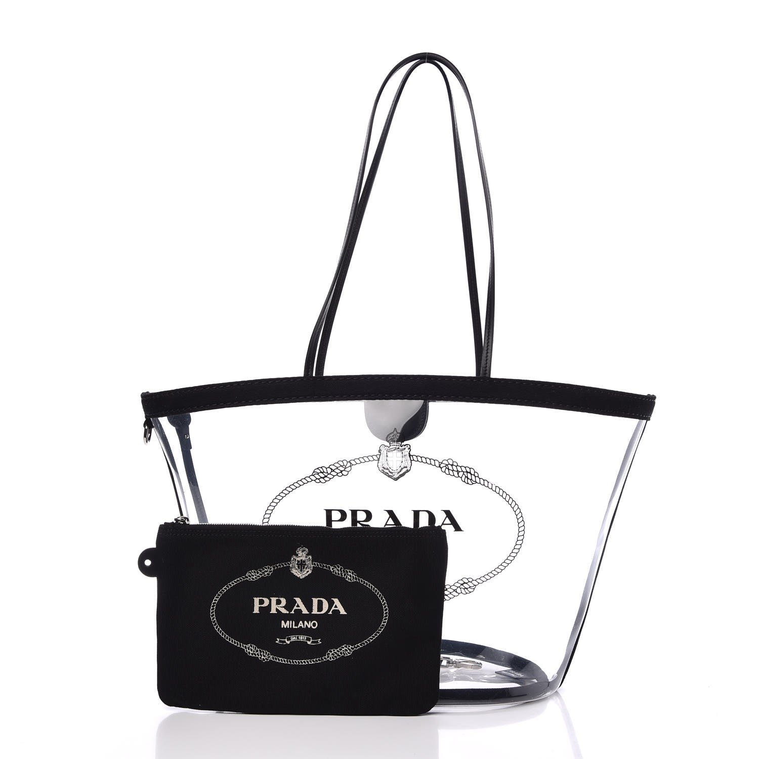 Prada Plexiglass Calfskin Small Shopper Tote Black 8 of 8