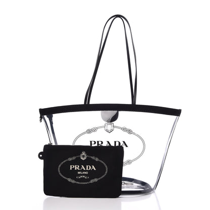 Prada Plexiglass Calfskin Small Shopper Tote Black 8 of 8