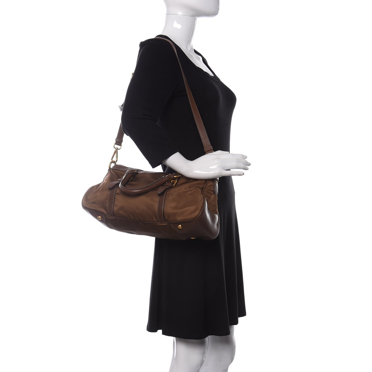 Tessuto Nylon Vitello Daino Shopping Satchel Corinto