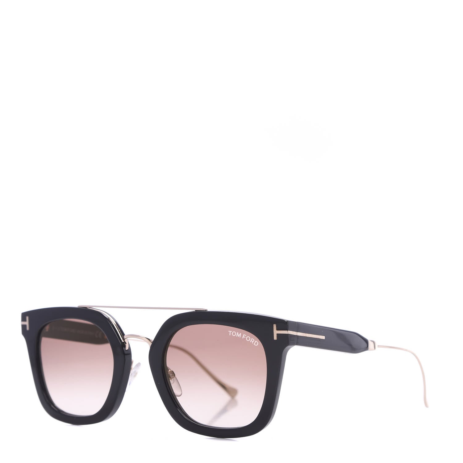 Tom Ford Alex Squared Sunglasses TF541 Shiny Black Gradient Brown 1 of 8