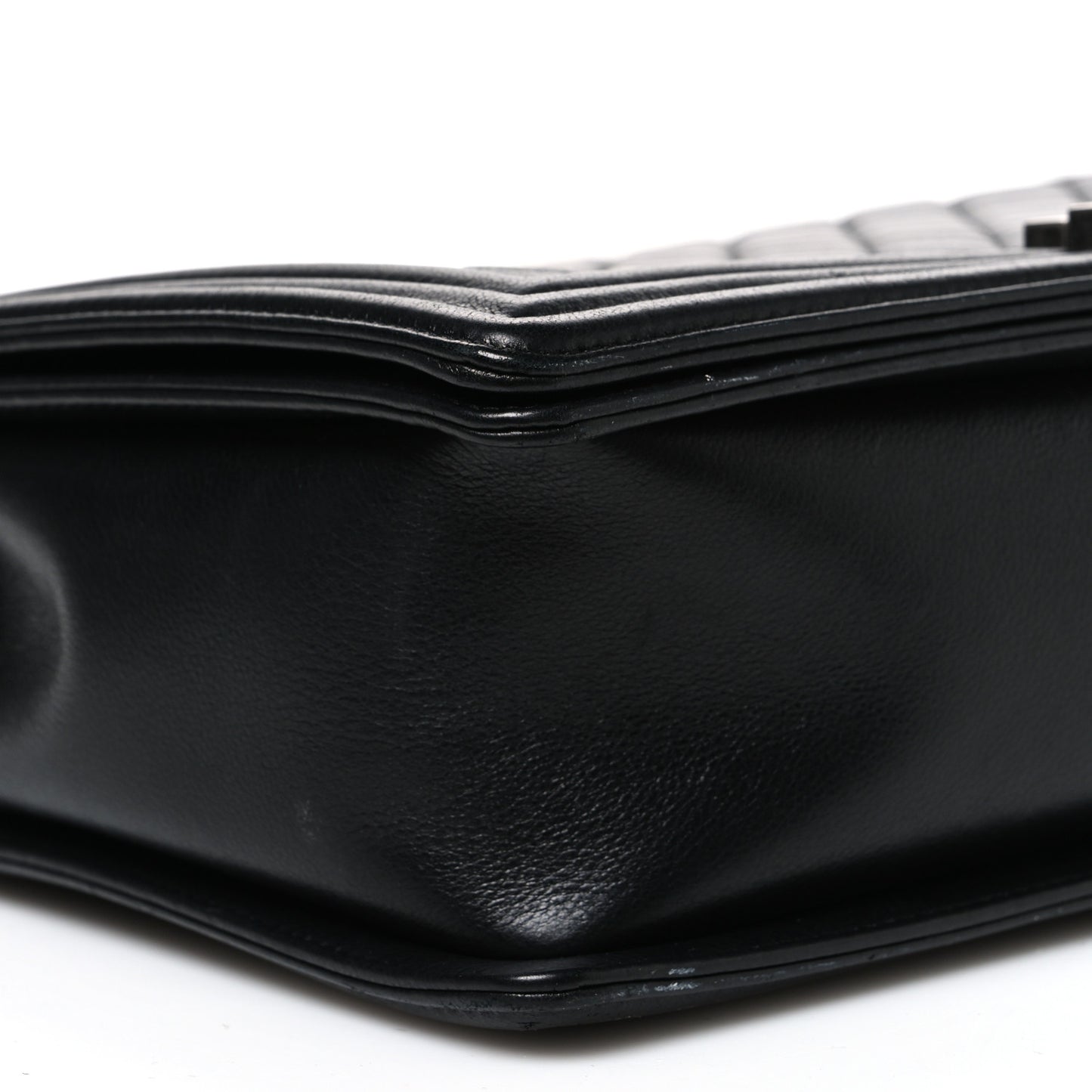 Calfskin Quilted Large Boy Flap Black