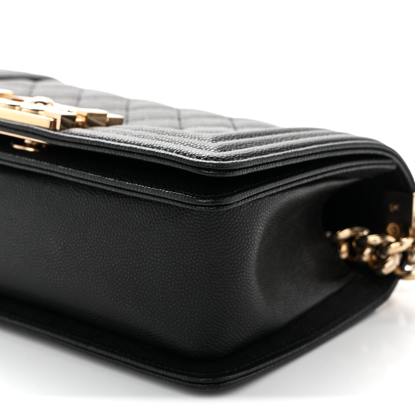 Caviar Quilted Small Boy Flap Black