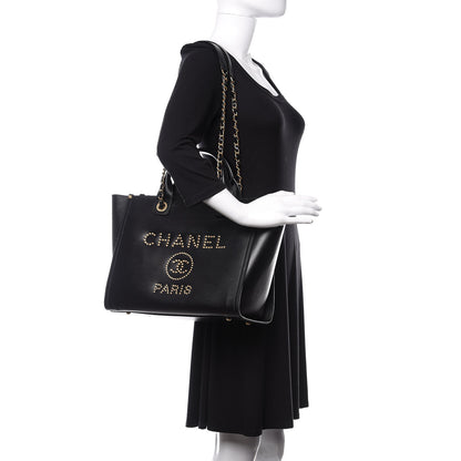 Chanel Caviar Small Studded Deauville Tote Black 2 of 10