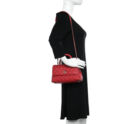 Chanel Caviar Quilted Mini Coco Handle Flap Red 2 of 10