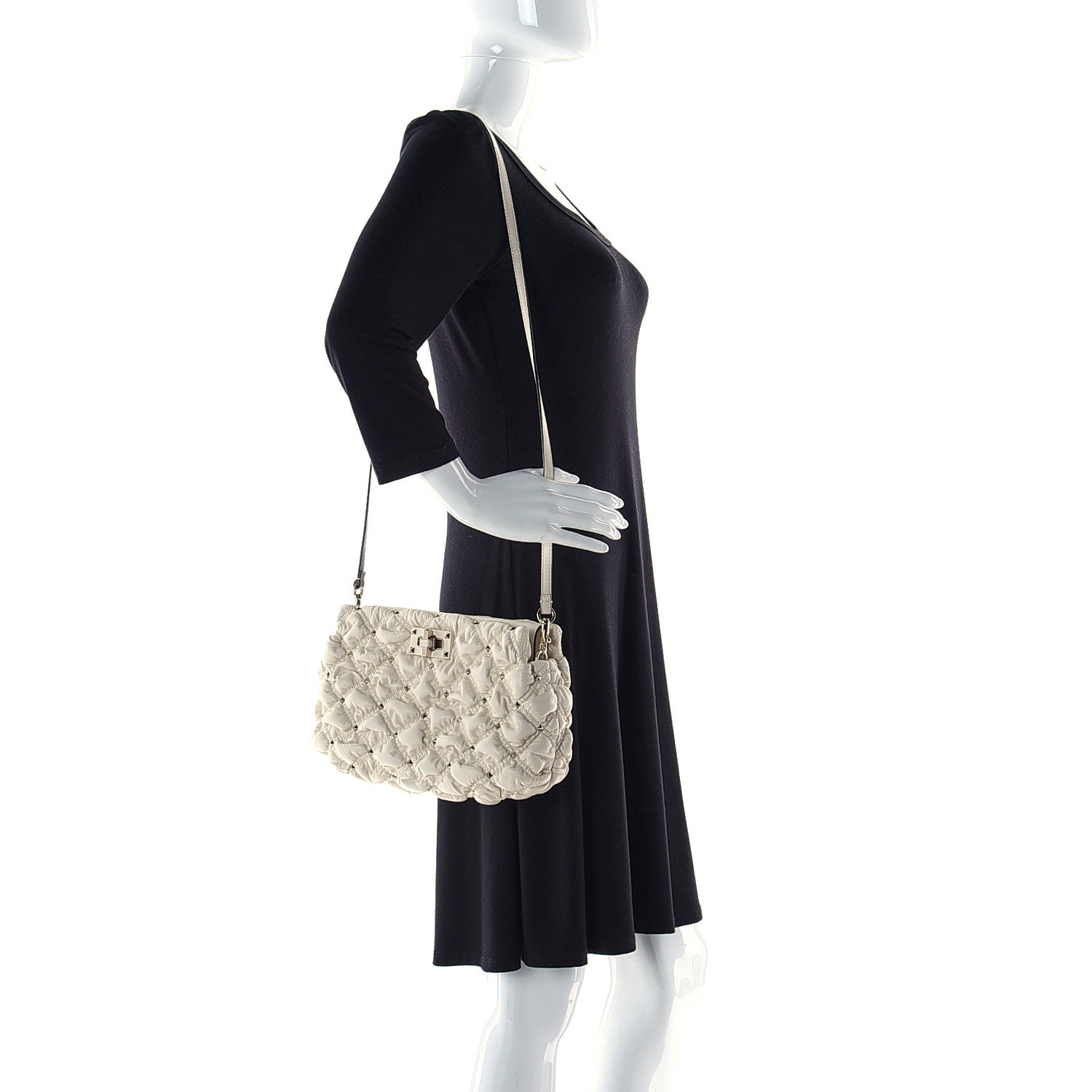 Valentino Garavani Nappa Spikeme Clutch Ivory 2 of 8