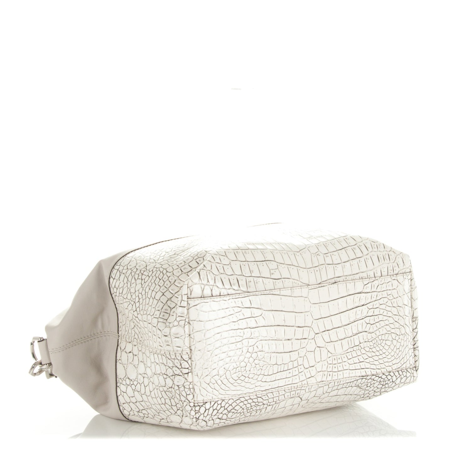 Calfskin Crocodile Embossed Medium Nightingale Off White