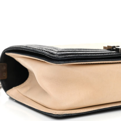 Chanel Lambskin Quilted Medium Boy Flap Black Beige 9 of 13
