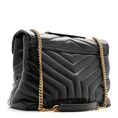 Saint Laurent Calfskin Y Quilted Monogram Medium Loulou Chain Satchel Black 3 of 13