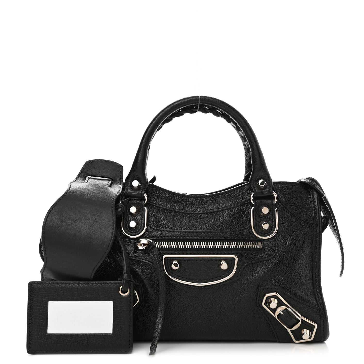 Balenciaga Chevre Silver Metallic Edge Hardware Mini City Black 1 of 8