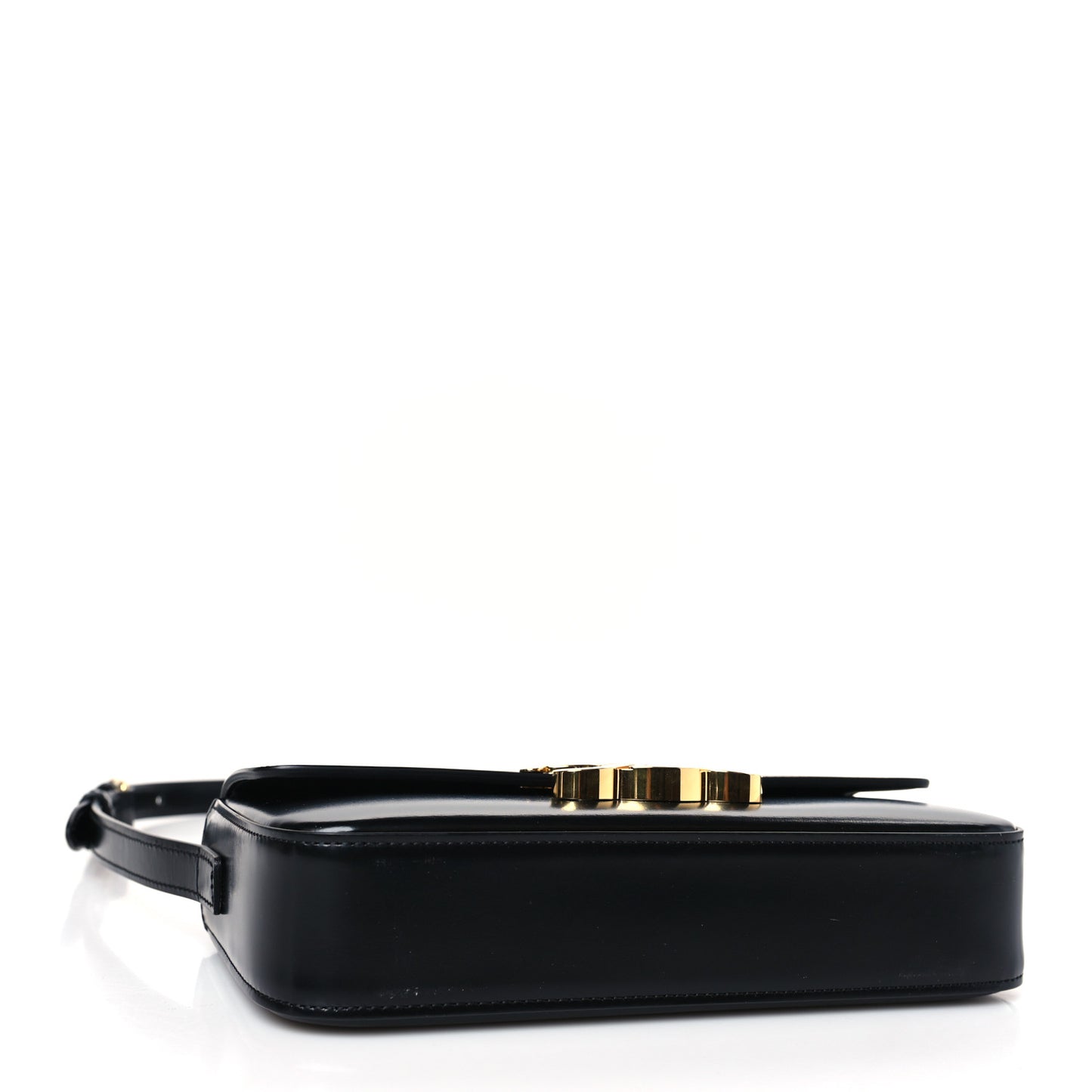 Shiny Calfskin Triomphe Shoulder Bag Black