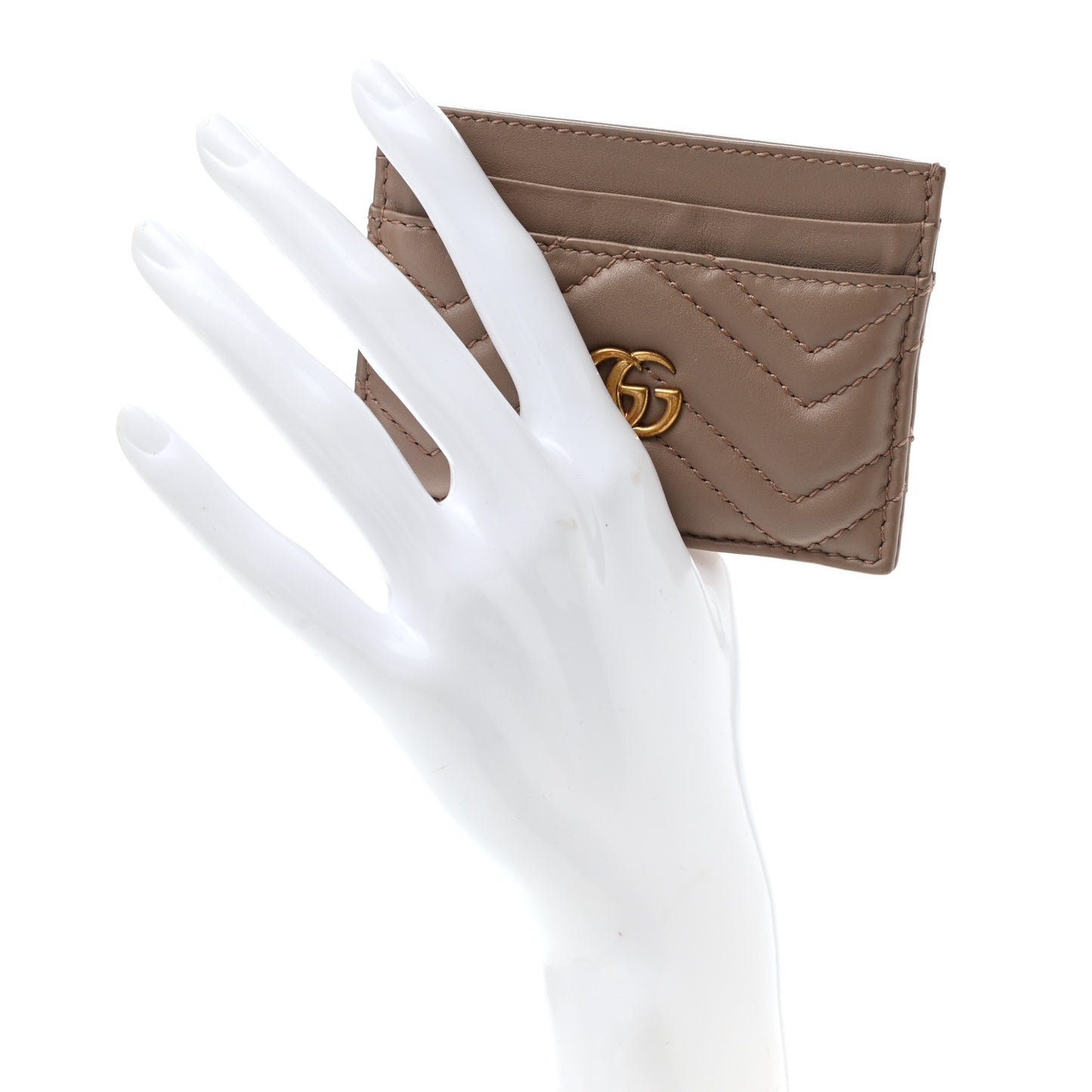 Calfskin Matelasse GG Marmont Card Holder Porcelain Rose