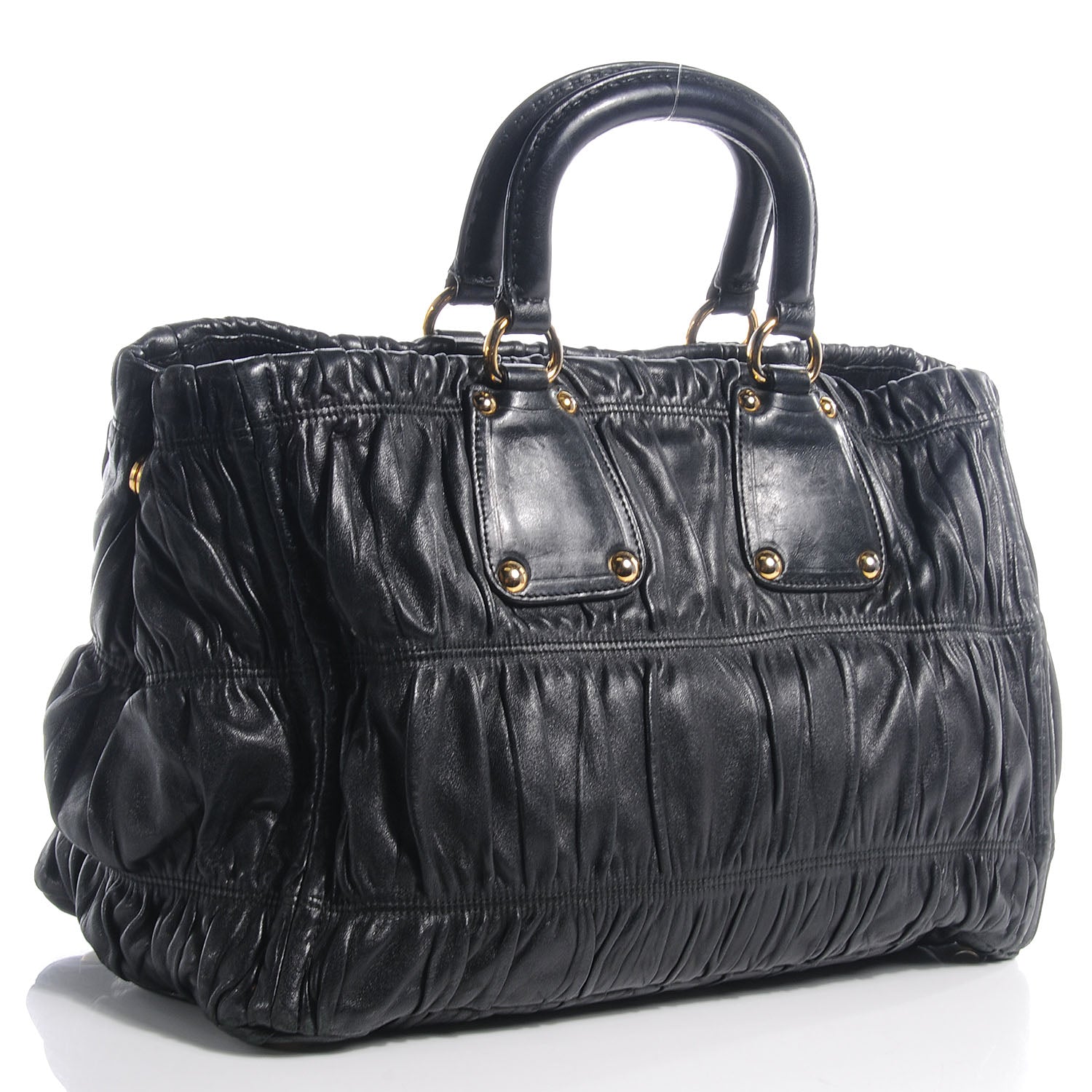 Prada Nappa Leather Gaufre Tote Nero Black 3 of 9