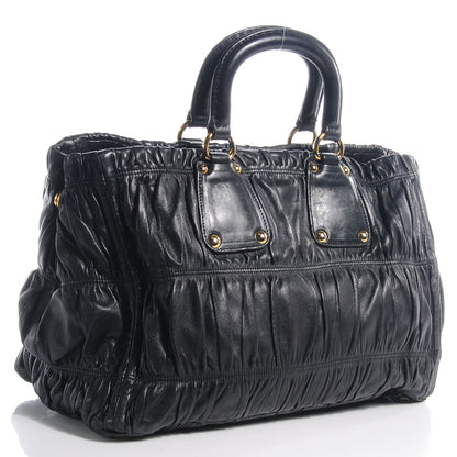 Prada Nappa Leather Gaufre Tote Nero Black 3 of 9