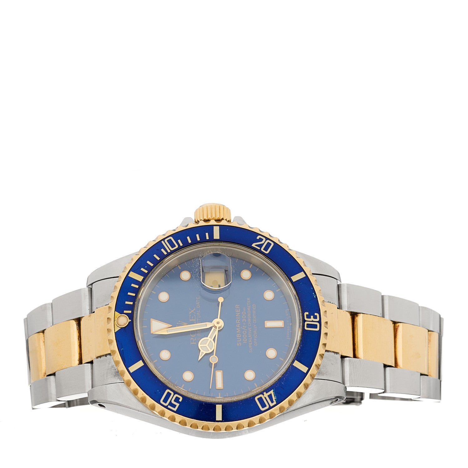 Rolex Stainless Steel 18K Yellow Gold 40mm Submariner Date Watch Royal Blue 16613 2 of 4