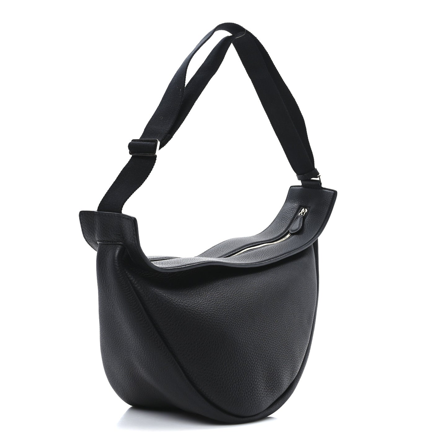 Grained Calfskin Large Slouchy Banana Bag Black