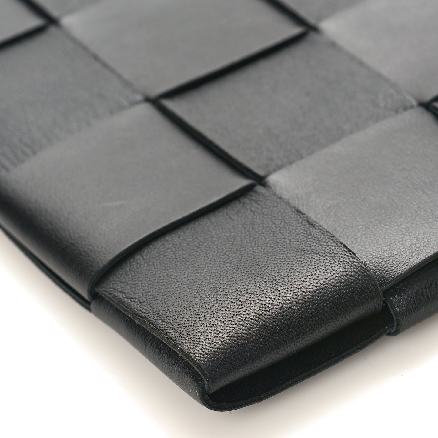Nappa Maxi Intrecciato Small Cassette Flat Zip Pouch Black