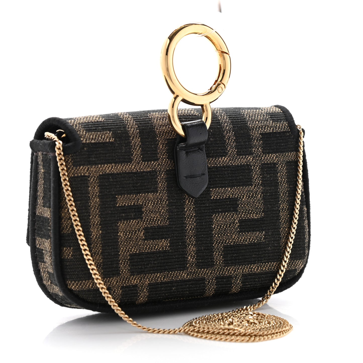 Fabric Jacquard FF 1974 Nano Baguette Charm Tobacco Moro Black