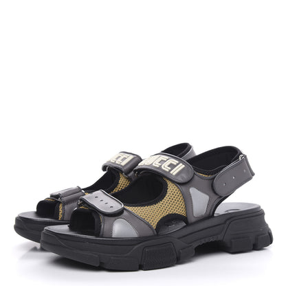 Gucci X SEGA Nappa Mesh Mens Aguru Sandals 9.5 Loess Black 3 of 8
