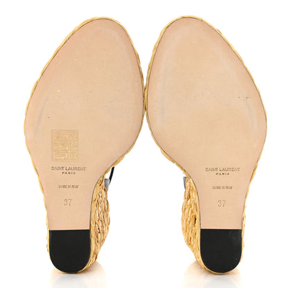Saint Laurent Calfskin Paloma Espadrille 95 Wedges 37 Black 5 of 8