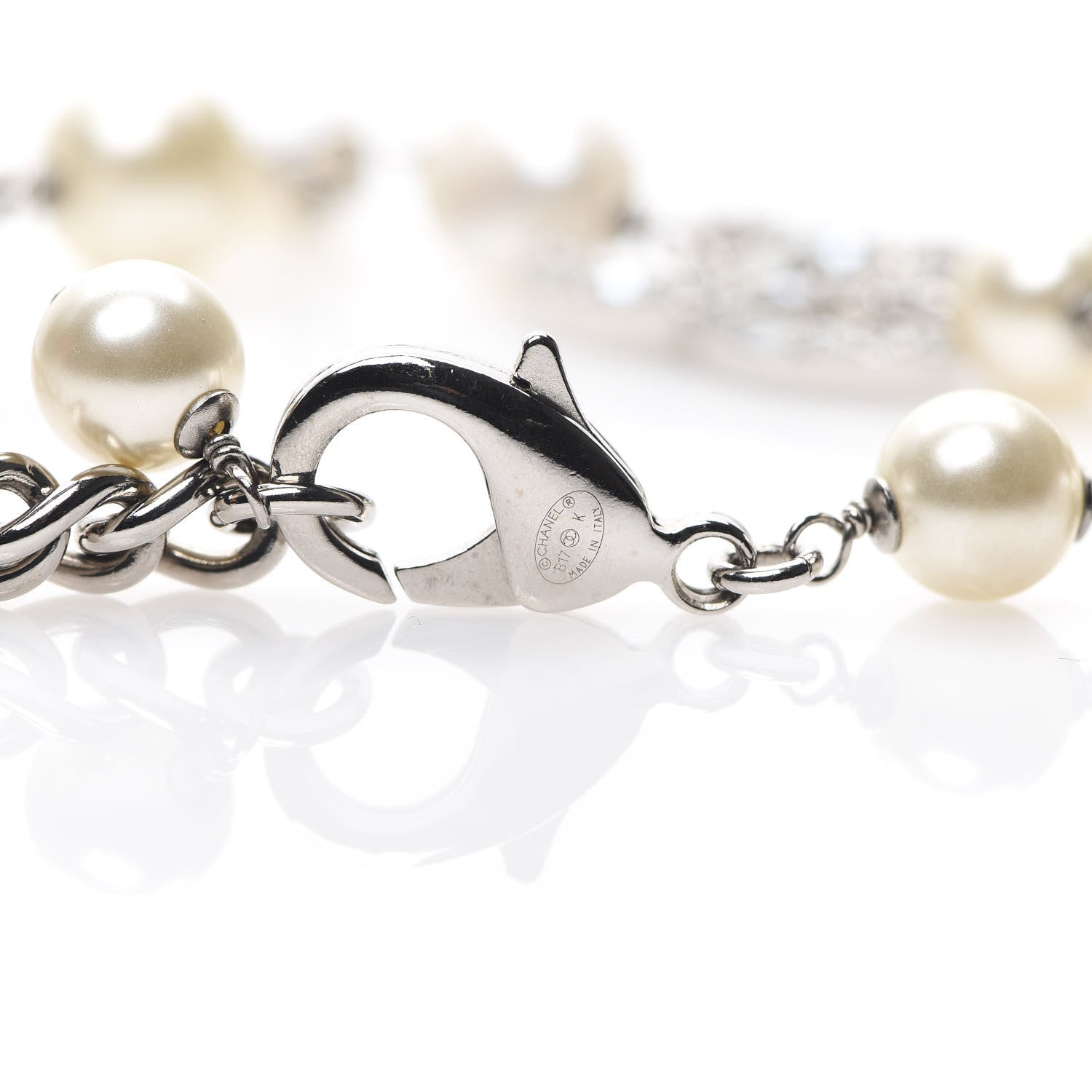Chanel Pearl Crystal CC Bracelet Pearly White 2 of 3