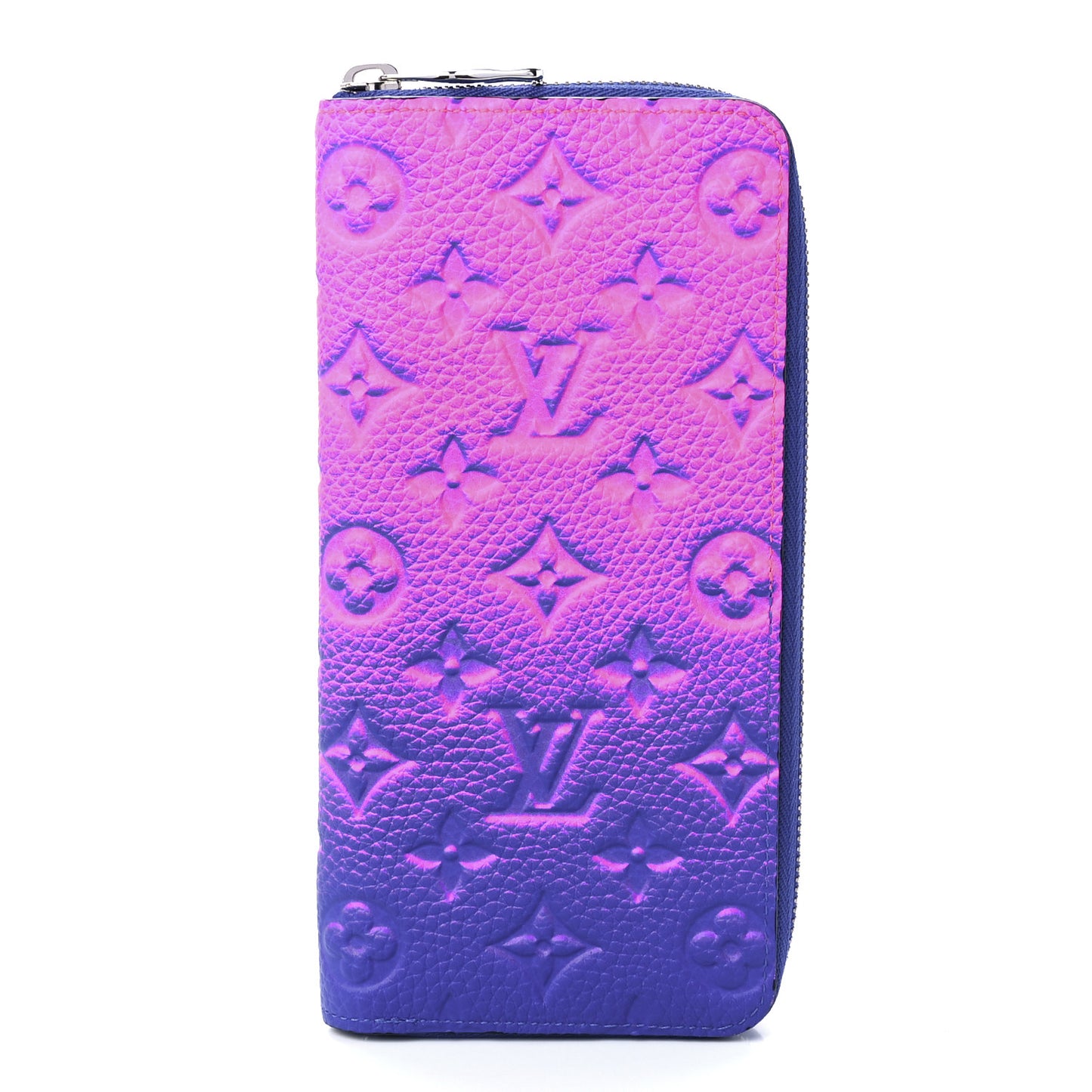 Taurillon Illusion Zippy Vertical Wallet Bleu Rose