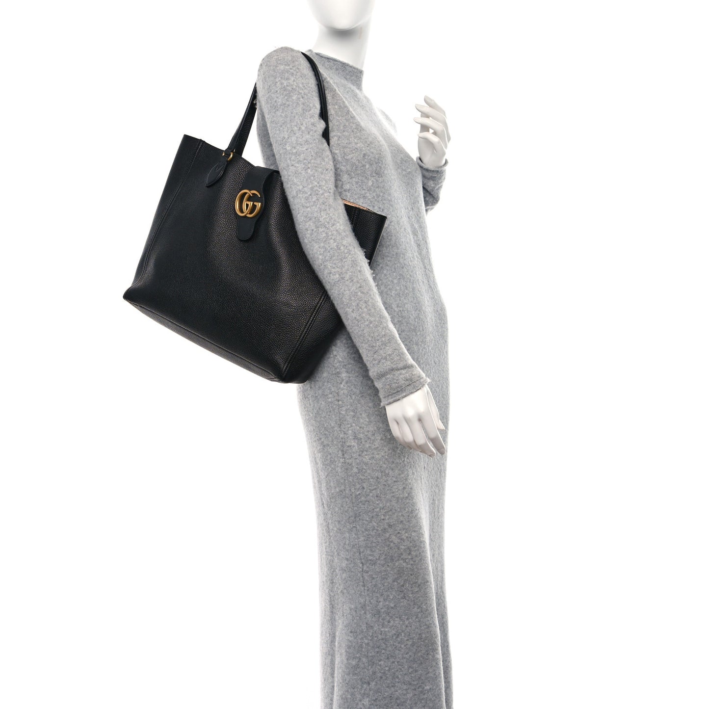 Grained Calfskin Small Dahlia Tote Black