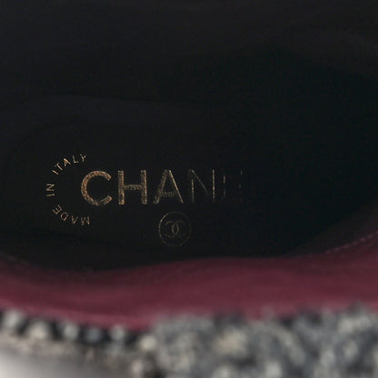 Chanel Wool Tweed CC Cap Toe Ankle Boots 36 Black Grey 9 of 11