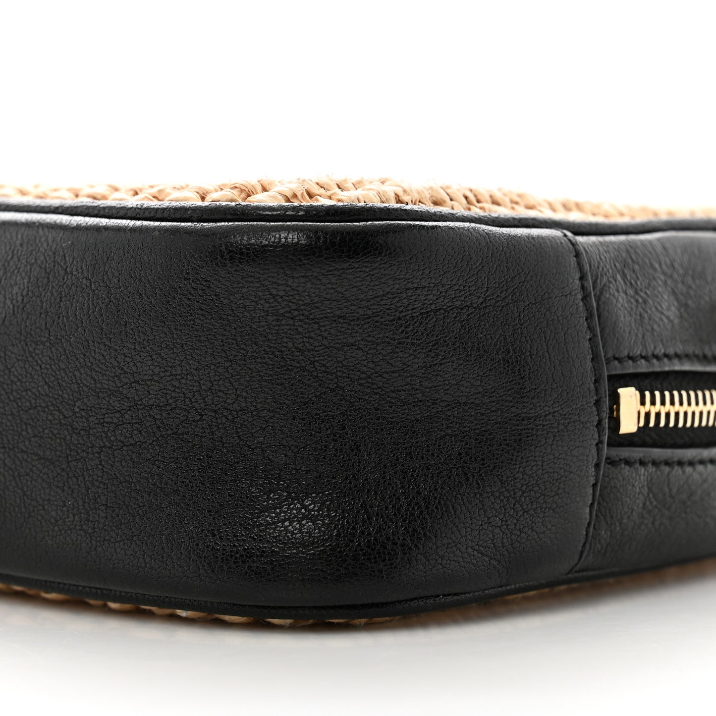 Raffia Canvas Monogram Mini Lou Camera Bag Beige Black