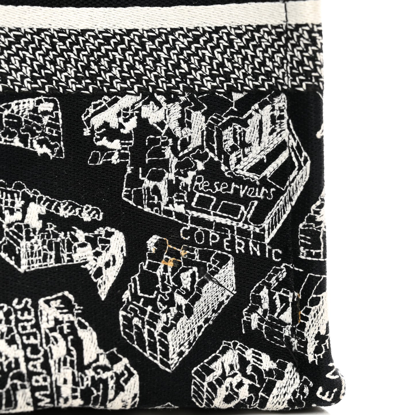 Canvas Embroidered Medium Plan De Paris Book Tote Black White