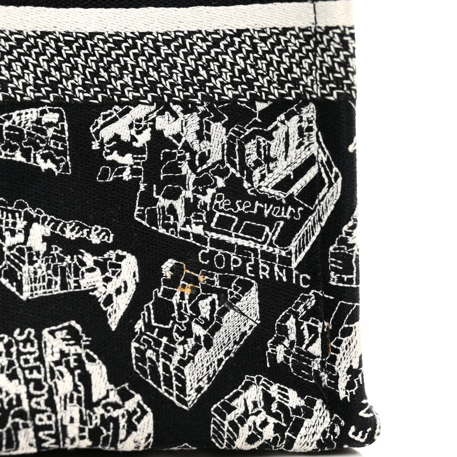Christian Dior Canvas Embroidered Medium Plan De Paris Book Tote Black White 12 of 12