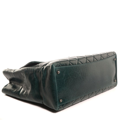 Chanel Glazed Calfskin Quilted Duo Color Large Tote Dark Green 4 of 7