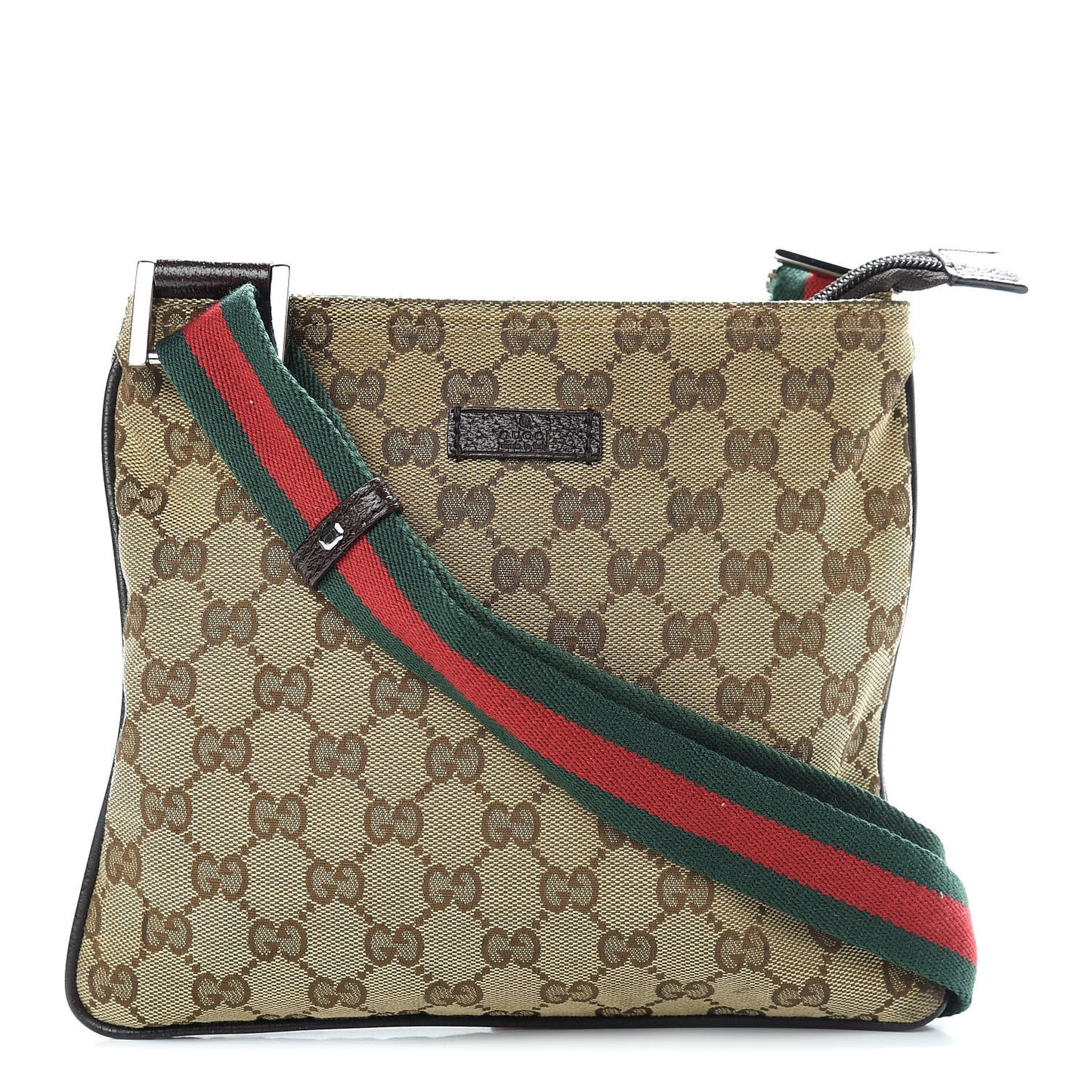 Monogram Web Small Flat Messenger Bag Brown