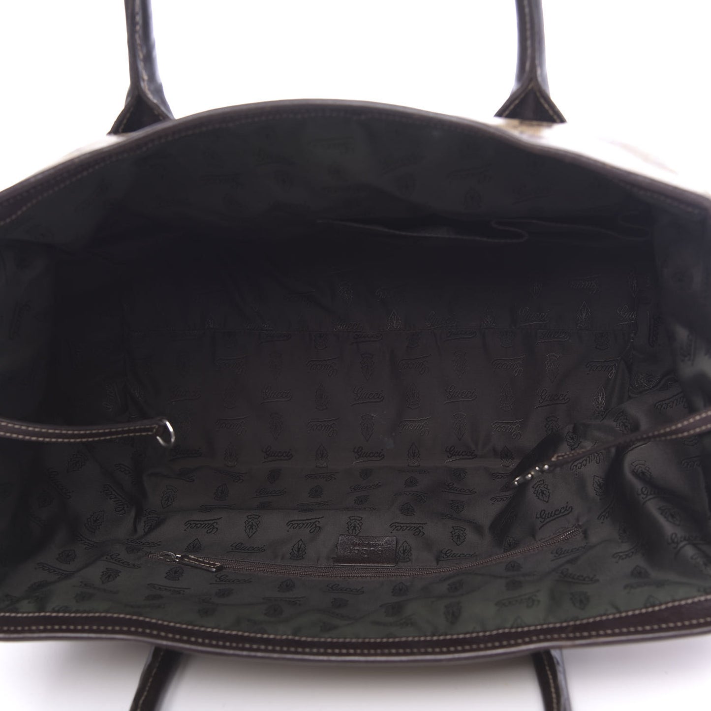 Crystal Monogram Crest Embossed Tote Brown