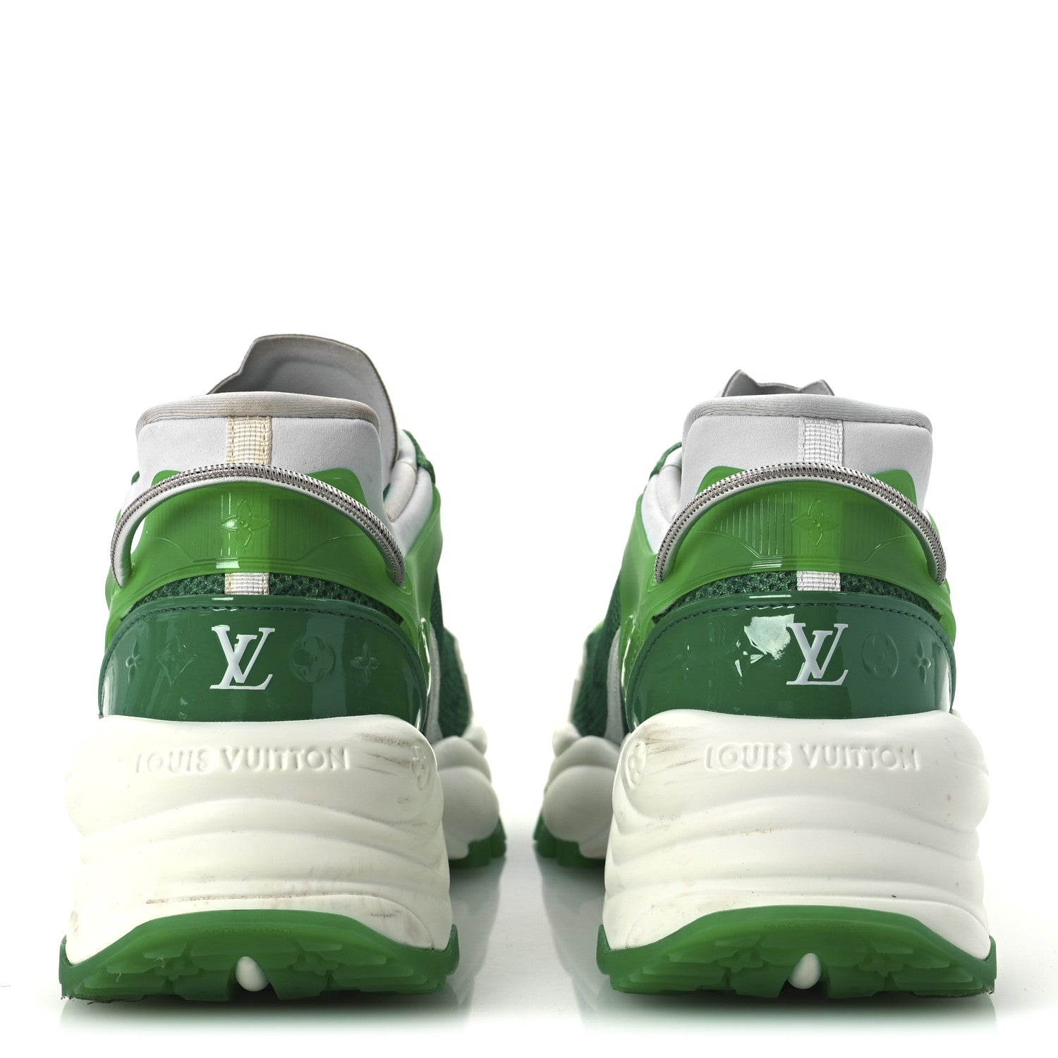 Louis Vuitton Monogram Calfskin Run 55 Sneakers 38 White Green 6 of 13