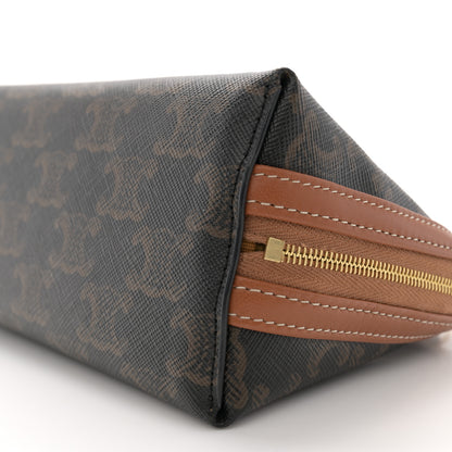 Celine Triomphe Canvas Lambskin Clutch On Chain Tan 11 of 12