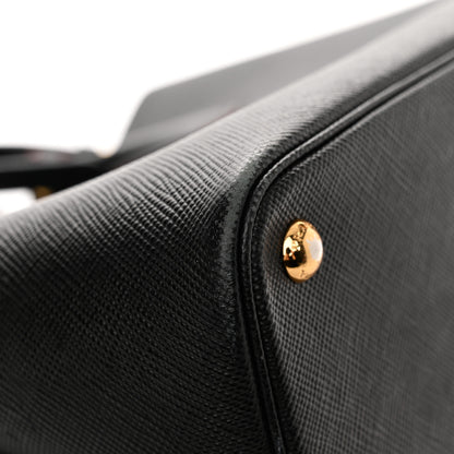 Prada Saffiano Cuir Medium Double Bag Black Fuoco 11 of 17