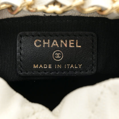Chanel Caviar Quilted Coco First Bucket Clutch With Chain White 6 of 10