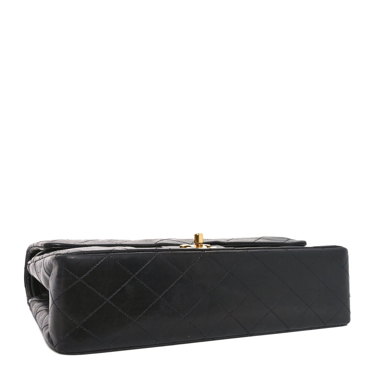 Lambskin Quilted Medium Double Flap Black